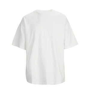 Heavyweight Oversized T-Shirt <b>White</b> Cotton Drop Shoulder Crewneck Boxy Fit Blank Streetwear Short Sleeve Relaxed Casual <b>Tee</b> Men - Product Image 6