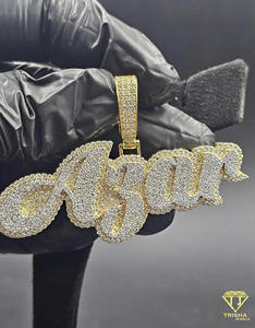 ASAR Letter <b>Name</b> Pendant Iced Out Moissanite Hip Hop <b>Necklace</b> 18k Gold Plated GIA <b>Custom</b> Jewelry Gift - Product Image 2
