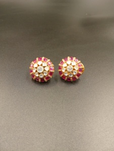 Boucles d'oreilles Amaira Jewels en argent 925 plaqué or, zircon, pierres doublettes roses, forme ovale, fleurs, clous mignons, pour mariage, femme, 0,1m - Product Image 4