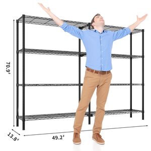 Scaffalatura in Filo Metallico NSF da 15 Metri con Ripiani Regolabili e Molteplici File, Scaffale di Stoccaggio in Plastica Resistente - Product Image 3