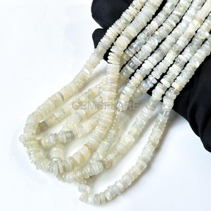 Cuentas de piedra lunar blanca natural de 5-6 mm, cuentas sueltas lisas para la fabricación de joyería, venta al por mayor por fabricante. - Product Image 2