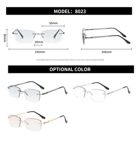 Gafas Unisex Rectangulares Sin Montura, Anti Luz Azul, de Alta Calidad, con Patillas Metálicas y Lentes de PC, Ligeras, Nueva Llegada RTS - Product Image 6