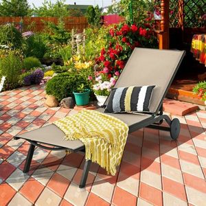 Adjustable Fabric Outdoor <b>Patio</b> <b>Recliner</b> <b>Chair</b> 6 Position Sun Lounger - Product Image 2