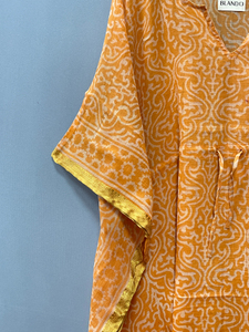 ชุดเดรสยาวแบบคาฟตันผ้าฝ้ายสีเขียวพิมพ์ลาย Bagru ทำมือ เอวธรรมชาติ สำหรับผู้หญิง สวมใส่สบายๆ ลำลอง ความยาวคลุมเท้า เหมาะสำหรับงานปาร์ตี้ - Product Image 4