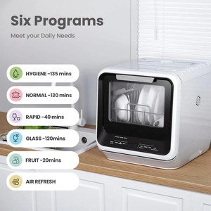 เครื่องล้างจานแบบพกพาขนาดกะทัดรัดพร้อมถังขนาด 5 ลิตร ไม่มีระบบเชื่อมต่อ 6 โปรแกรม - Product Image 6