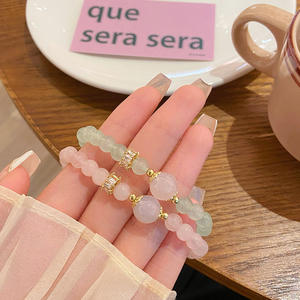 Bracelet en cristal de quartz rose de 6 mm mignon pour les étudiants, style romantique - Product Image 2