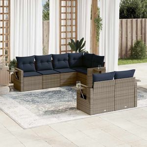 Set Divano da Giardino in Polyrattan Grigio a 7 Pezzi con Cuscini - Collezione Arredamento Patio - Product Image 1