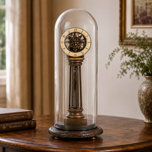 Art Deco Mechanical Metal Desk <b>Clock</b> with Glass Face <b>Vintage</b> Style Decorative Table | <b>Clock</b> for Home Office Living Room Decor - Product Image 2