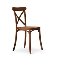 Chaise de salle à manger en bois à dossier croisé avec cadre incurvé, assise en bois massif, mobilier classique pour restaurant, café, maison