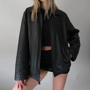 PIHA SPORTS Women's Genuine Sheep Skin Windproof <b>Biker</b> <b>Jacket</b> Full Sleeve Breathable Vintage Winter Style Zipper Closure - Product Image 5