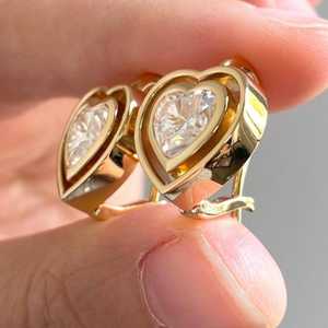 Love Heart Cut Diamond Modern <b>Stud</b> <b>Earrings</b> for 14K Yellow Gold 1.01CT Lab Grown For Women's Engagement Proposal Gift For Lover - Product Image 3