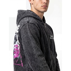 Mens Vintage Acid Wash Pullover Hoodie Oversized Graffiti Graphic <b>Back</b> Print Streetwear Casual Hooded Sweatshirt - Product Image 3