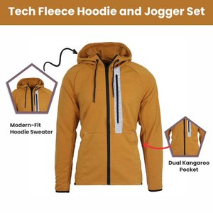 Ensemble 2 pièces de survêtement pour homme avec sweat à capuche zippé en molleton technique et pantalon de jogging, coupe moderne, avec détails réfléchissants, pour le fitness et la course - Product Image 3