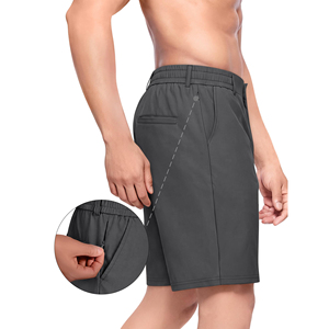 Pantalones cortos de golf grises para hombre, pantalones cortos casuales de verano de cintura media con bolsillo con cremallera, pantalones deportivos transpirables de color sólido para jugar al golf - Product Image 4