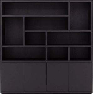 Librero Alto Moderno con Cajones de Madera de Mango Negro Sólido, Material MDF Resistente para Hogar, Oficina, Taller o Escuela - Product Image 2
