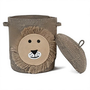 Durable Sustainable Modern Collapsible Cotton Reusable Home Laundry <b>Basket</b> <b>Large</b> Capacity Space Saving Design Multi-Purpose LID - Product Image 1