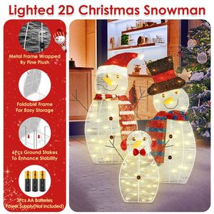 Set di 3 Decorazioni Natalizie da Giardino a Forma di Pupazzo di Neve 2D con 60 Luci LED Giallo Caldo, Impermeabili IP44 per Esterni - Product Image 4