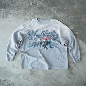 Men <b>Vintage</b> Washed Oversized Heavyweight Cotton <b>Tee</b> shirts Men Custom Screen Printed Long Sleeve Waffle Knit <b>Graphic</b> T shirts - Product Image 1