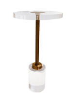 Acryl-Couchtisch Runder Teetisch Transparenter Acryl-Beistelltisch mit Goldfarbener Metallbasis Wohnzimmermöbel