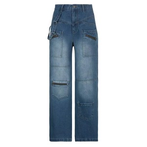 Pantalones Vaqueros Anchos para Mujer, Estilo Vintage, con Bolsillos, OEM ODM, Ropa Urbana - Product Image 1