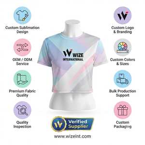 WIZE INTERNATIONAL Top Corto para Mujer, Estampado Geométrico, Secado Rápido, Cuello Redondo Deportivo, Manga Corta, Corte Regular, Primavera Verano - Product Image 6
