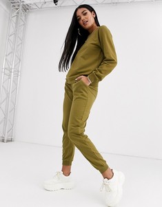 Ensemble de survêtement 2 en 1 pour femmes, vert olive uni, coupe-vent, sweat-shirt à col rond, pantalon de jogging, poches latérales, vêtements décontractés d'hiver - Product Image 4