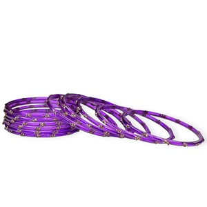 Fashion Emerald Cut Raindrop Purple Transparent Gold Plated Kashmiri <b>Bangles</b> with Stone Work Elegant Daily Wear Festive - Product Image 3