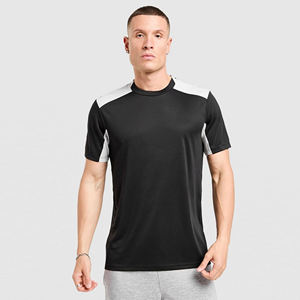 Camiseta Negra Personalizada para Hombre, Cuello Redondo, Manga Corta, Hombros en Contraste, Deportiva, Absorbe la Humedad, Ropa Deportiva Urbana - Product Image 4