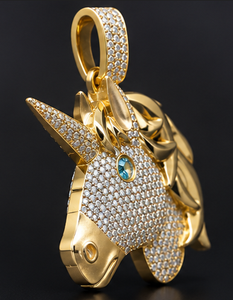Collier pendentif licorne plaqué or serti de moissanite, bijoux hip-hop en argent pour hommes et femmes, cadeau de fête - Product Image 2