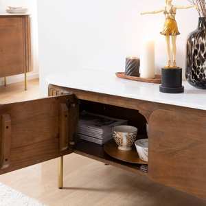 Soporte para TV Vandana Cresta Zentrix en madera de mango y mármol Siena - Product Image 2