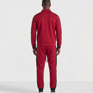 Men's Red Track Suit Full Zip Sweatshirt Joggers Set Stand Collar Style Turn-down Collar <b>Jacket</b> Trouser Set Street Tracksuit Men - Product Image 2