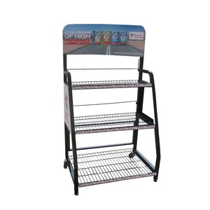 Heavy Duty Casual <b>Wire</b> Basket Display <b>Rack</b> with Easy Assembly 3 <b>Shelves</b> Self-adhesive Installation for Indoor Retail Storage - Product Image 1