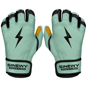 SINEWY Sports White Yellow Baseball Batting Gloves Leather <b>Hook</b> And Loop Closure Breathable Unisex Adult Training - Product Image 6