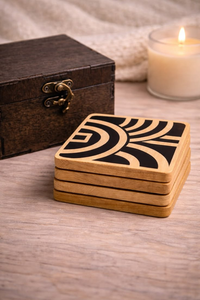 Sous-verres décoratifs en bois pour verres, tasses et gobelets, parfaits pour les hôtels, restaurants et cafés. - Product Image 3