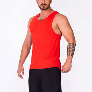 Perfectionists Men's <b>Red</b> Sleeveless <b>Tank</b> <b>Top</b> O-Neck Breathable Polyester Quick Dry Solid Color Casual Workout Wear HIGH STREET - Product Image 2