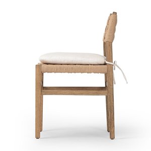 Woven Rope <b>Back</b> Teak Wood Dining Chair Luxury Indoor Accent Seat with Removable <b>Cushion</b> - Product Image 4