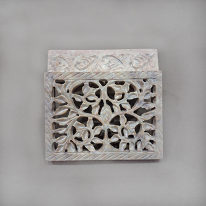 Caja de Joyería de Piedra Jabonosa Natural India Tallada a Mano, Caja de Regalo de Boda de Lujo Hecha por Artesanos Modernos, Suministro al por Mayor - Product Image 4