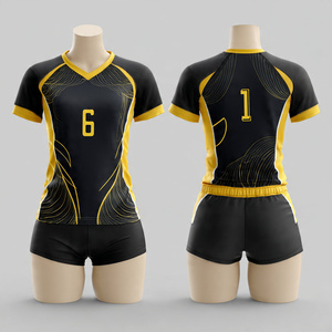 High Quality V-Neck Volleyball Uniform Football Jersey Shorts Set 100% Polyester Volley Ball Uniforms - Product Image 1