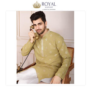 Exportador Mayorista que Vende Hermosas Kurta de Algodón con Bordados de Diseño y Pijamas de Algodón para Fiestas y Bodas Indias - Product Image 4