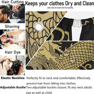 Capa de Barbero Personalizada al por Mayor con Logotipo, Impermeable, de Poliéster Pongee, con Gancho de Silicona, Negra, para Salón de Belleza - Product Image 3