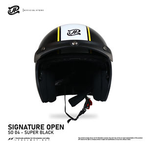 Casco Retro Abierto JP Signature SO 04 en Super Negro, combina diseño clásico y seguridad moderna para motociclismo - Product Image 1