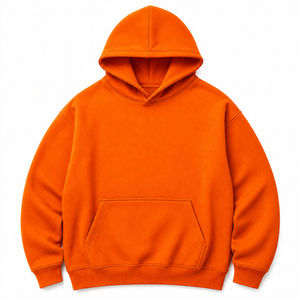 Sweat-shirt à capuche oversize orange pour homme, décontracté, couleur unie, en molleton bouclette, avec poche, manches classiques, tricoté, pour l'automne - Product Image 1