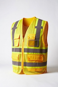 เสื้อกั๊กสะท้อนแสงสีแดงเลือดหมูพร้อมแผงตาข่ายและกระเป๋าหลายช่องสำหรับงานก่อสร้างและงานจราจร - Product Image 6