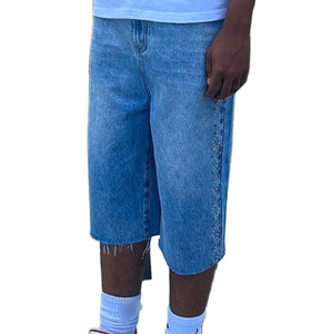 Shorts en jean capri droits personnalisables pour hommes et femmes, respirants, en tissu 100 % coton adouci, pour l'été et la protection solaire - Product Image 2