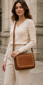 Bolso Bandolera de Cuero con Tachuelas Estilo Bohemio de Lujo para Mujer, con Correa Única, Bolso de Hombro de Diseñador, para Viajes, Moda, Compras y Actividades al Aire Libre - Product Image 4