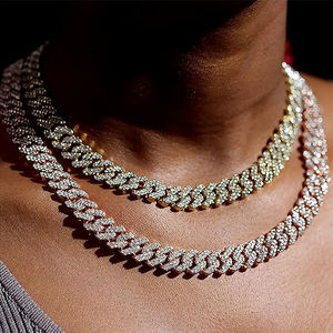 Collar de Cadena Cubana Unisex de Plata de Ley 925 con Diamante Cultivado en Laboratorio de Corte Brillante Redondo y Engaste de Puntas, Joyería Hiphop - Product Image 5