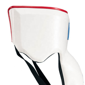 Protector Inguinal de Cuero Genuino Azul y Blanco Duradero para Boxeo, Kickboxing y Artes Marciales - Product Image 3
