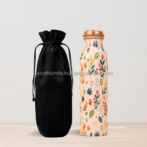 Bouteille en cuivre à imprimé floral de fabrication indienne, bouteille d'eau ayurvédique pour cadeau, disponible à un prix raisonnable depuis l'Inde - Product Image 6