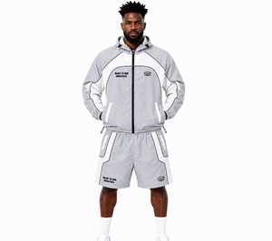 Conjunto Deportivo Ready To Win Industries Unisex, Manga Larga, con Capucha, Ligero, de Poliéster, Color Gris y Blanco, para Primavera, Adulto - Product Image 6