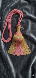 Traditional Velvet <b>Curtain</b> Tiebacks with Pink and Gold Tassel Decorative Accessories - Product Image 2